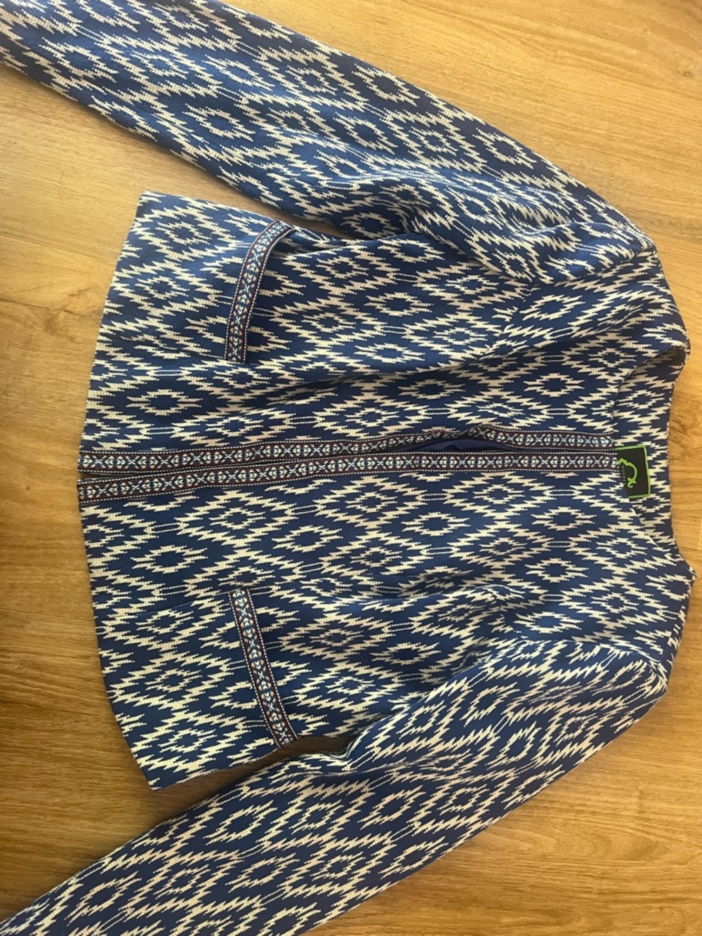 C. Wonder Blue and White Patterned Blazer Jacket